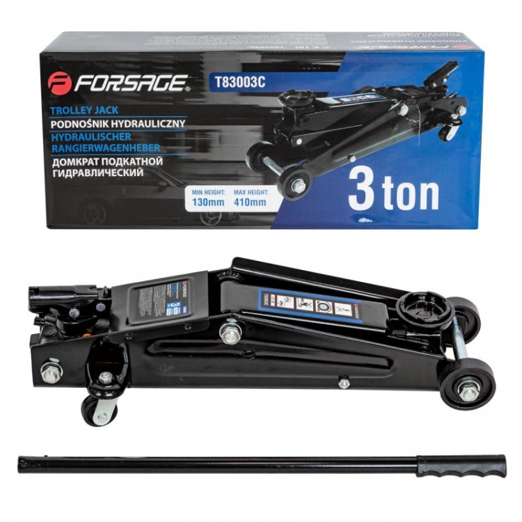 Домкрат подкатной  гидравлический 3 т с вращающейся ручкой (h min 130мм, h max 410мм)узкая база