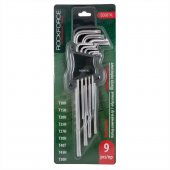 Набор ключей Г-образных TORX экстра длинных, 9пр. (Т10Н, Т15Н, Т20Н, Т25Н,Т27Н, Т30Н, Т40Т, Т45Н,Т50Н с отверстием) в пластиковом держателе Набор ключей Г-образных TORX экстра длинных, 9пр. (Т10Н, Т15Н, Т20Н, Т25Н,Т27Н, Т30Н, Т40Т, Т45Н,Т50Н с отверстием) в пластиковом держателе
