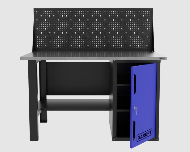 Верстак однотумбовый с экраном 1400*700 GAROPT синий, GT1400STDPP.blue