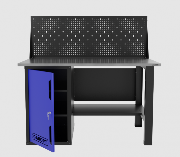 Верстак однотумбовый с экраном 1400*700 GAROPT синий, GT1400STDPP.blue