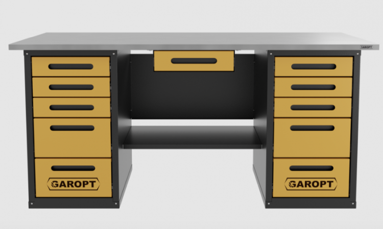 Верстак с ящиком двухтумбовый 5 ящиков /5 ящиков, желтый 1800*700 GAROPT, GT1800Y1Y5Y5.yell Верстак с ящиком двухтумбовый 5 ящиков /5 ящиков, желтый 1800*700 GAROPT, GT1800Y1Y5Y5.yell