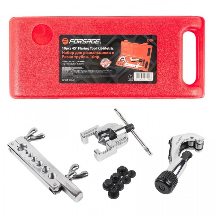 Набор инструментов для развольцовки и резки трубок 10пр.(5, 6, 8, 10, 12, 14,16 мм)в кейсе Набор инструментов для развольцовки и резки трубок 10пр.(5, 6, 8, 10, 12, 14,16 мм)в кейсе