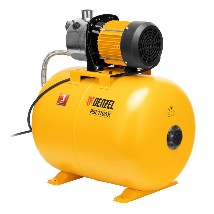 Насосная станция PSL1100X, 1100 Вт, 3600 л/ч, ресивер 50 л, напор 45 м, нержавейка// Denzel Насосная станция PSL1100X, 1100 Вт, 3600 л/ч, ресивер 50 л, напор 45 м, нержавейка// Denzel