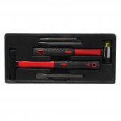 Набор ударно-режущего инструмента (зубило:10ммх125мм,14ммх145мм,15ммх160мм, молоток 800гр., молоток со сменными пластм.насадками), 5пр в лотке