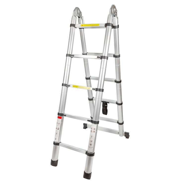Лестница-стремянка телескопическая алюминиевая многофункциональная (1.6+1.6м, 5+5ступенек, max нагрузка 150кг, вес 12кг) Лестница-стремянка телескопическая алюминиевая многофункциональная (1.6+1.6м, 5+5ступенек, max нагрузка 150кг, вес 12кг)