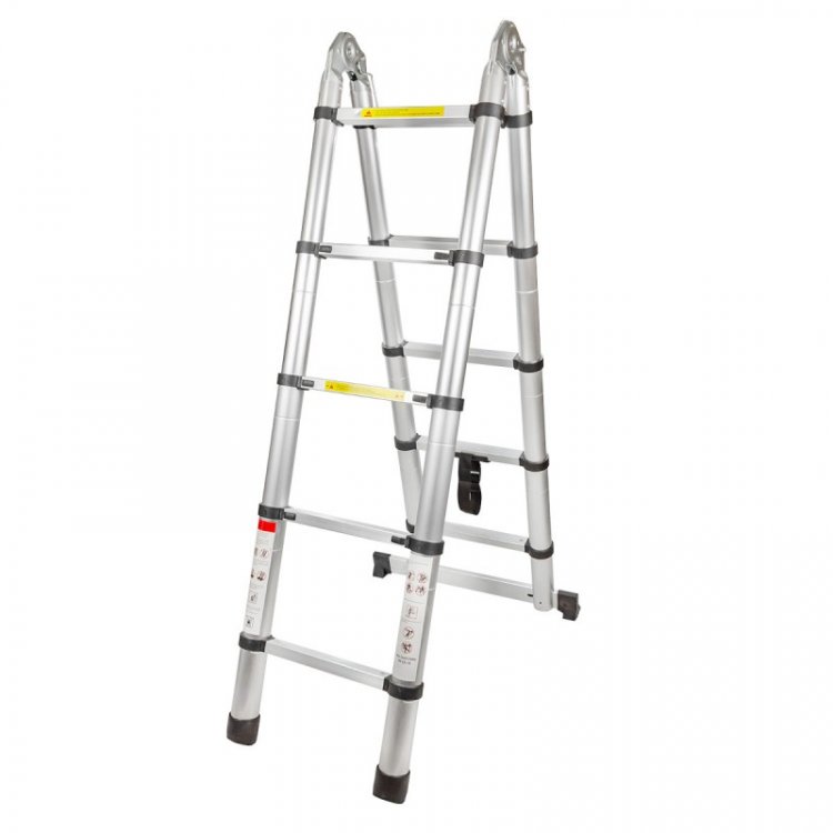 Лестница-стремянка телескопическая алюминиевая многофункциональная (1.6+1.6м, 5+5ступенек, max нагрузка 150кг, вес 12кг) Лестница-стремянка телескопическая алюминиевая многофункциональная (1.6+1.6м, 5+5ступенек, max нагрузка 150кг, вес 12кг)