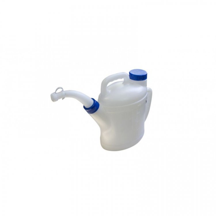 Емкость мерная пластиковая для заливки масла с крышкой и двумя ручками, 5л