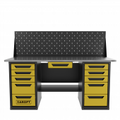 Верстак двухтумбовый 5 ящиков /5 ящиков с экраном и ящиком, 1800*700 желтый GAROPT, GT1800Y1Y5Y5PP.yell