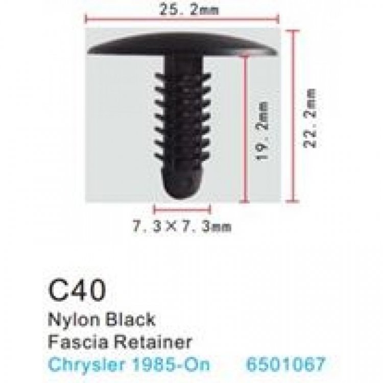 Клипса для крепления внутренней обшивки а/м Крайслер пластиковая (100шт/уп.)