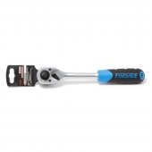 Трещотка реверсивная двухсторонняя с резиновой ручкой 1/2"-3/8" (L-250мм,72зуб.)в пластиковом держателе