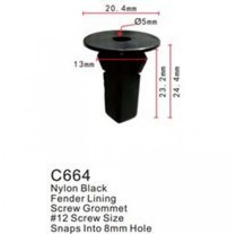 Клипса для крепления внутренней обшивки а/м Тойота пластиковая (100шт/уп.)