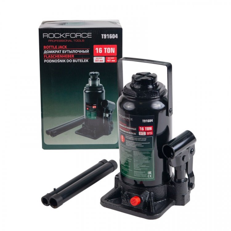 Домкрат бутылочный 16т с клапаном (высота подхвата-227мм, высота подъема-427мм) Домкрат бутылочный 16т с клапаном (высота подхвата-227мм, высота подъема-427мм)