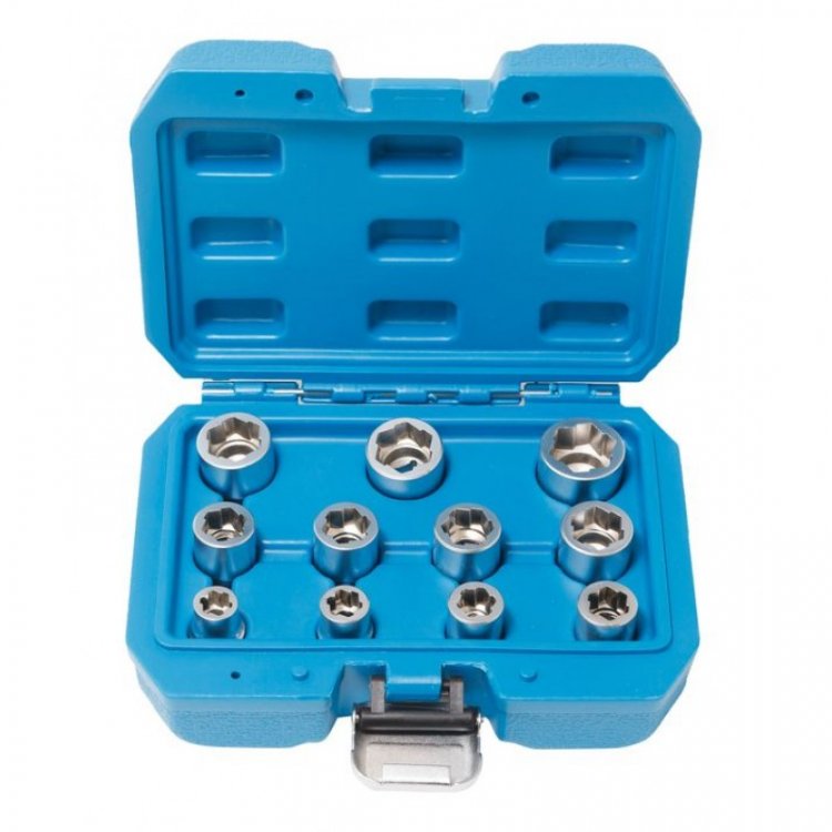 Набор головок-экстракторов Cr-Mo, 11пр.(8-17,19мм),в кейсе Набор головок-экстракторов Cr-Mo, 11пр.(8-17,19мм),в кейсе