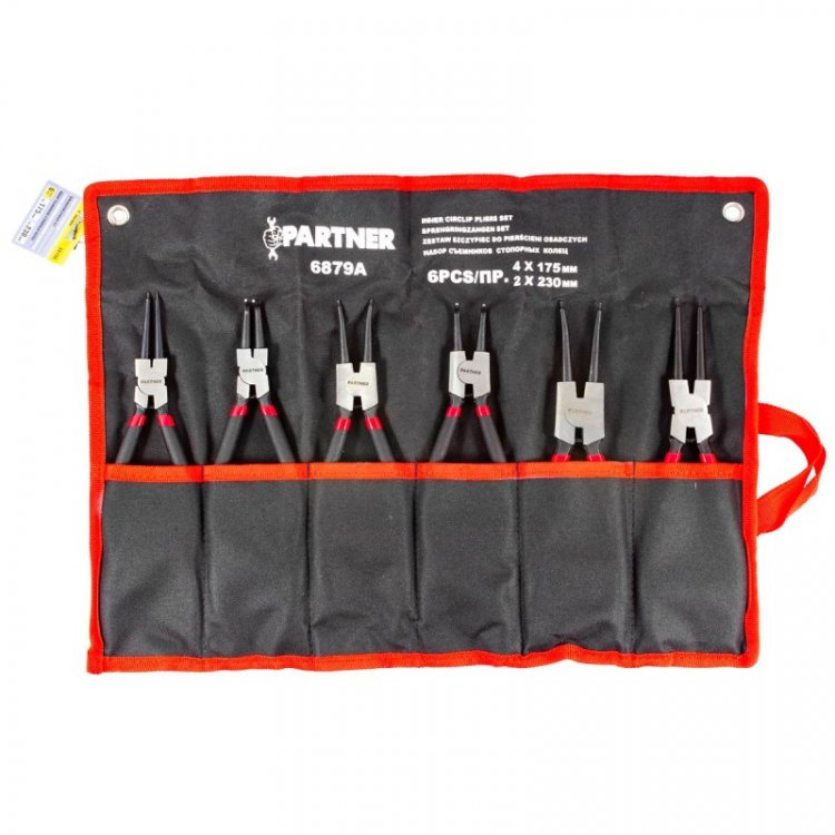 Набор съемников стопорных колец 6пр.(4-175мм,2*230мм) на полотне