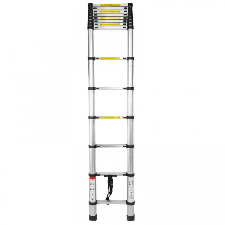 Лестница телескопическая односекционная (0.9-4.1м,13ступенек, max нагрузка 150кг, вес 11,6кг)