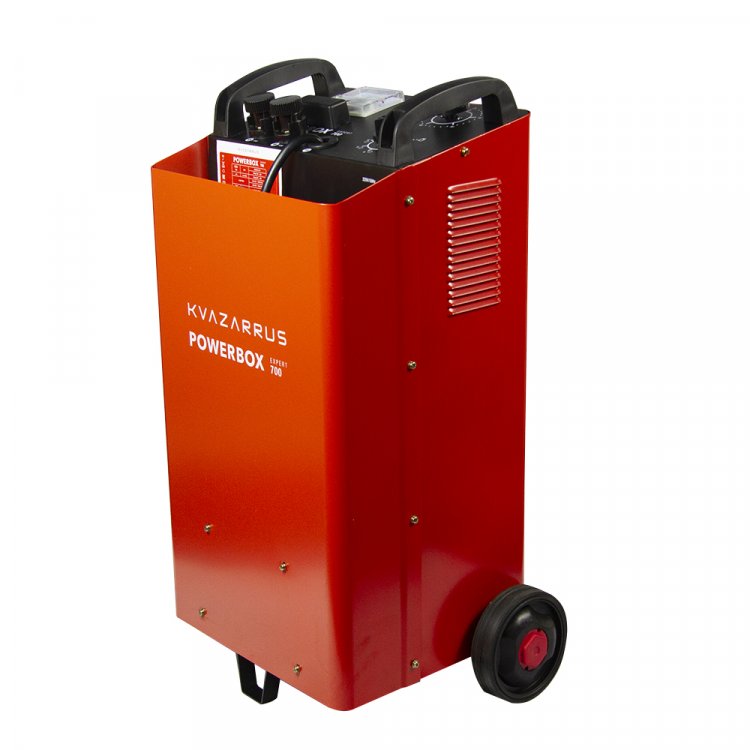 Пуско-зарядное устройство KVAZARRUS PowerBox 700 - Напряж.пит -220В/50Гц, Мах. потреб мощ. - 1.7заряд/12старт, Мин. ёмкость заряж. аккум 12/24В -20АЧ, номинал ЁЗК 12/24В - 60-900АЧ, Мах ток заряда 12/24В - 60А, напряж. заряда 12/24В - 14.5-14.8/29-29