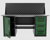 Верстак двухтумбовый дверь/4 ящиков с экраном, зеленый 1800*700 Garopt, GT1800DY4PP.green