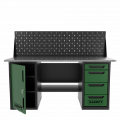 Верстак двухтумбовый дверь/4 ящиков с экраном, зеленый 1800*700 Garopt, GT1800DY4PP.green