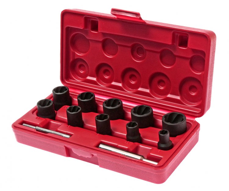 Набор головок для поврежденных болтов и гаек 8-21мм, 12 предметов (в кейсе) Набор головок для поврежденных болтов и гаек 8-21мм, 12 предметов (в кейсе)
