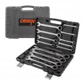 Набор ключей комбинированных трещоточных 13пр.(8,10,12,13,14,17,19,21,22,24,27,30,32мм),в кейсе