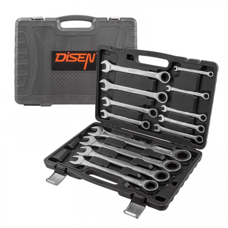 Набор ключей комбинированных трещоточных 13пр.(8,10,12,13,14,17,19,21,22,24,27,30,32мм),в кейсе