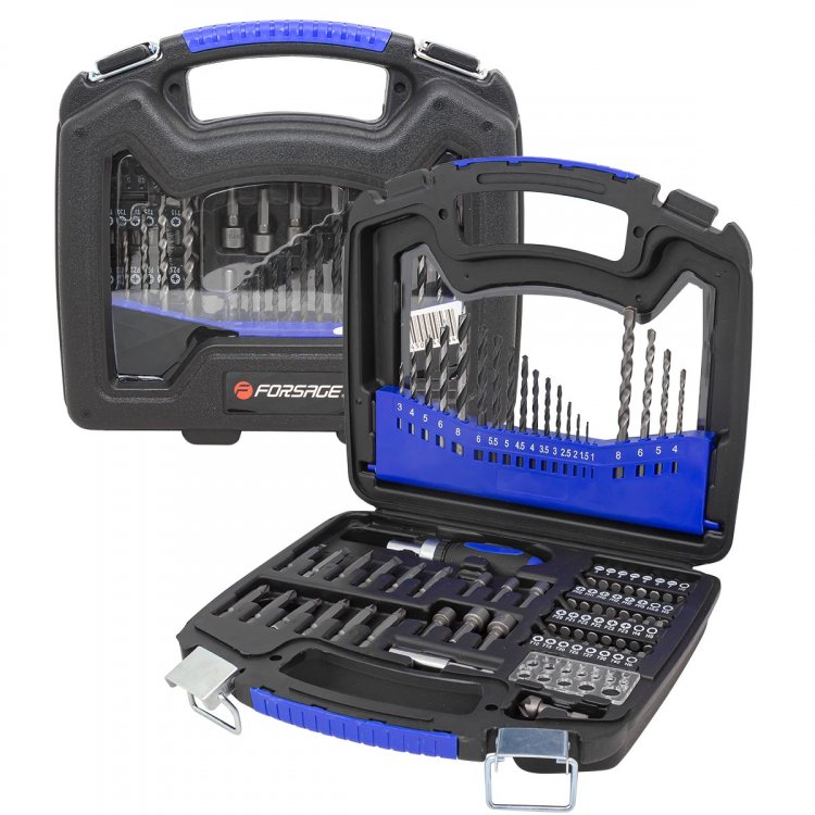 Набор сверл по бетону,металлу,дереву и бит 75пр, в кейсе