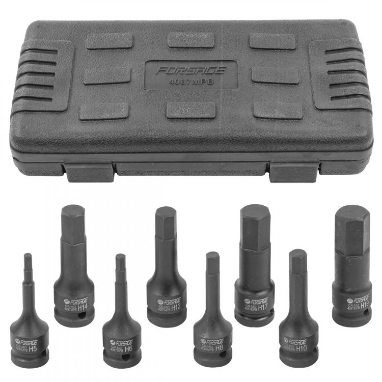 Набор головок-бит ударных 1/2", 8пр.(Н5,6,8,10,12,14,17,19) ,в кейсе Набор головок-бит ударных 1/2", 8пр.(Н5,6,8,10,12,14,17,19) ,в кейсе