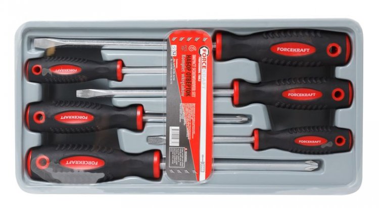 Набор отверток магнитных "Profi" S2, 6пр.(PH:1x75, 2x100, 3x150мм; SL 5.5х100, 6.5х150, 8х175мм)в лотке