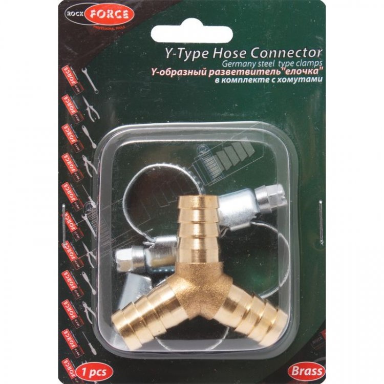 Разветвитель"елочка" Y-образный 10мм + хомуты для крепежа (в блистере)