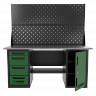 Верстак двухтумбовый дверь/4 ящиков с двумя экранами, зеленый 1800*700 Garopt, GT1800DY4PP2.green