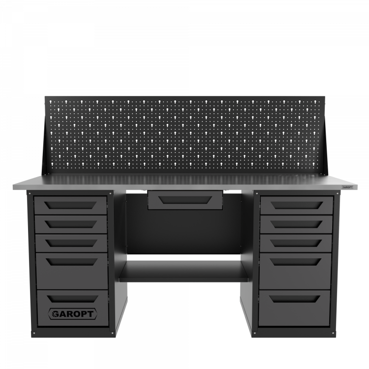 Верстак двухтумбовый 5 ящиков /5 ящиков с экраном и ящиком, серый 1800*700 GAROPT, GT1800Y1Y5Y5PP.grey