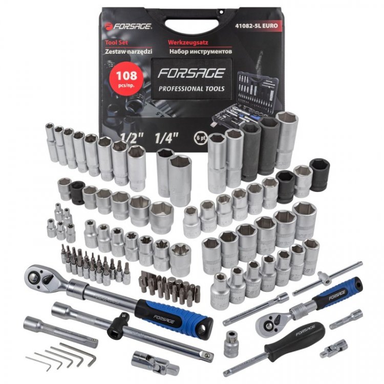 Набор инструментов 108пр.1/4"&1/2" (6гр.)(4-32мм)