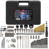 Набор сверл и бит 204пр. в раскладном кейсе