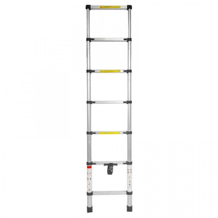 Лестница телескопическая односекционная (0.7-2.0м,6ступенек, max нагрузка 150кг, вес 5,6кг)