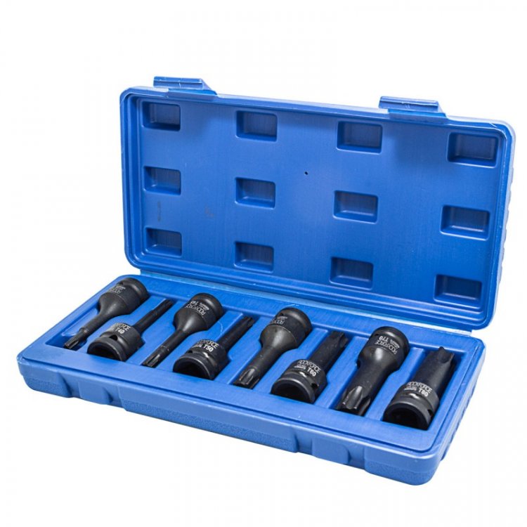 Набор головок-бит TORX ударных 1/2", 8пр.(Т30,40,45,50,55,60,70,80),в кейсе Набор головок-бит TORX ударных 1/2", 8пр.(Т30,40,45,50,55,60,70,80),в кейсе