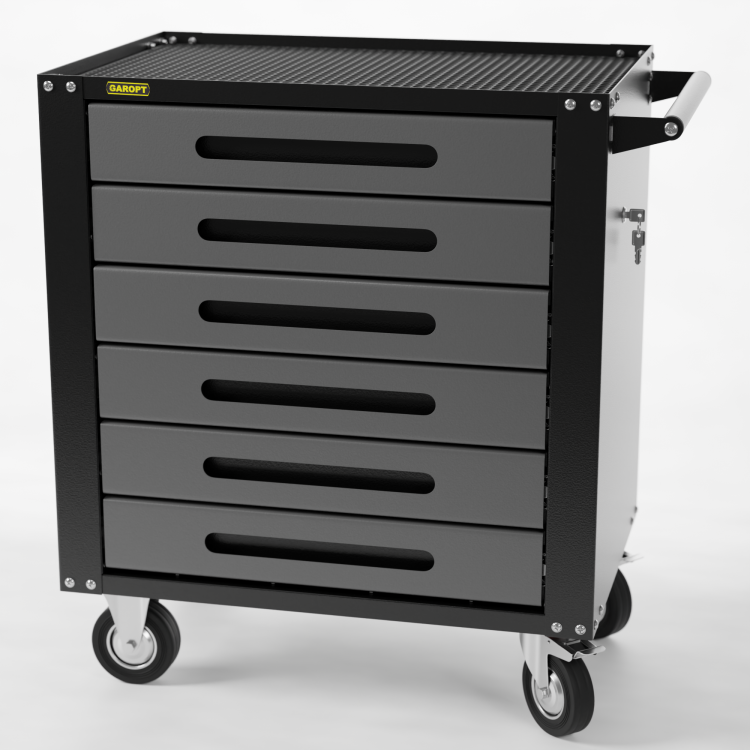 GTS6.grey Тележка инструментальная Garopt 6 ящиков СЕРАЯ, центральный замок, увеличенные колеса, доводчики, GAROPT Серия "Standart" GTS6.grey Тележка инструментальная Garopt 6 ящиков СЕРАЯ, центральный замок, увеличенные колеса, доводчики, GAROPT Серия "Standart"