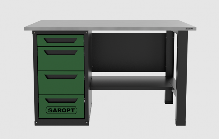 Верстак однотумбовый 4 ящика зеленый 1400*700 Garopt, GT1400STY4.green