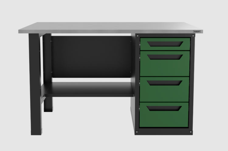 Верстак однотумбовый 4 ящика зеленый 1400*700 Garopt, GT1400STY4.green