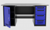 Верстак двухтумбовый дверь/4 ящиков, синий 1800*700 Garopt, GT1800DY4.blue