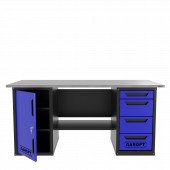 Верстак двухтумбовый дверь/4 ящиков, синий 1800*700 Garopt, GT1800DY4.blue