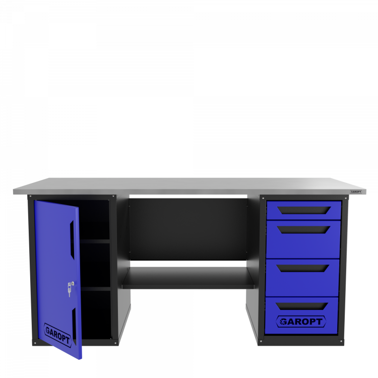 Верстак двухтумбовый дверь/4 ящиков, синий 1800*700 Garopt, GT1800DY4.blue