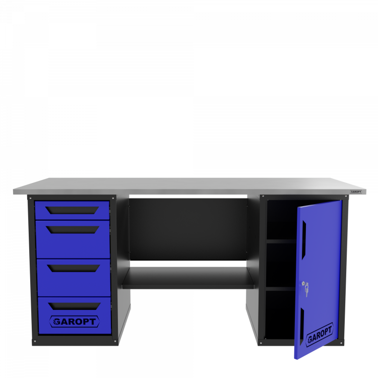Верстак двухтумбовый дверь/4 ящиков, синий 1800*700 Garopt, GT1800DY4.blue