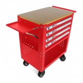 Тележка инструментальная 4-полочная(красная)с деревянной столешницей+2боковые перфорации и лоток,450х760х910(полки:65х400х530-4шт,360х440х675-секция) Тележка инструментальная 4-полочная(красная)с деревянной столешницей+2боковые перфорации и лоток,450х760х910(полки:65х400х530-4шт,360х440х675-секция)