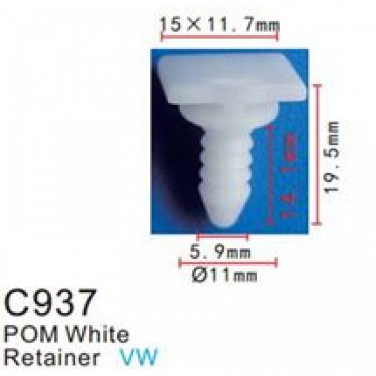 Клипса для крепления внутренней обшивки европейских а/м пластиковая (100шт/уп.)