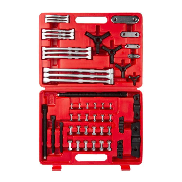 Набор съемников с тремя поворотными захватами предназначен для демонтажа внешних и внутренних подшипников. Набор съемников с тремя поворотными захватами предназначен для демонтажа внешних и внутренних подшипников.