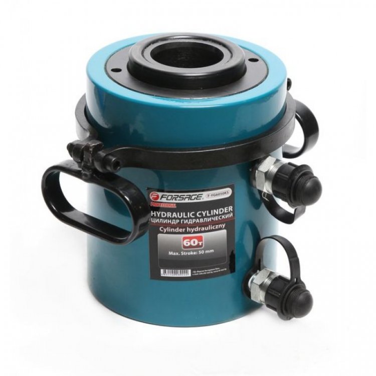 Цилиндр гидравлический двойного действия со сквозным отверстием в штоке60т(ход штока-100мм,Ø штока-91мм,Ø отв.-54мм,общий Ø-158мм, L-252мм, 700bar)