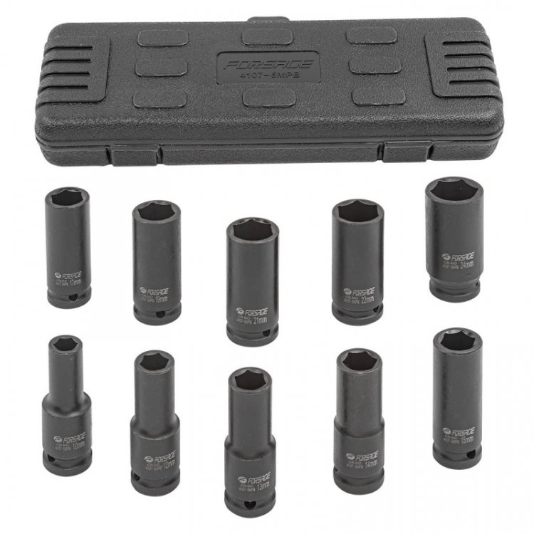 Набор головок ударных глубоких 10пр.,1/2" 6гр.(10,12-15,17,19,21,22,24мм) Набор головок ударных глубоких 10пр.,1/2" 6гр.(10,12-15,17,19,21,22,24мм)