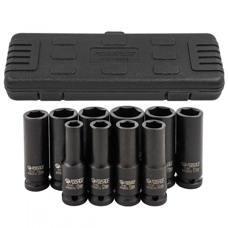 Набор головок ударных глубоких 10пр.,1/2" 6гр.(10,12-15,17,19,21,22,24мм) Набор головок ударных глубоких 10пр.,1/2" 6гр.(10,12-15,17,19,21,22,24мм)