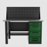 Верстак однотумбовый 4 ящика с экраном зеленый 1400*700 Garopt, GT1400STY4PP.green