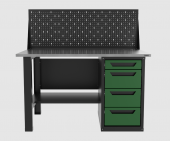 Верстак однотумбовый 4 ящика с экраном зеленый 1400*700 Garopt, GT1400STY4PP.green